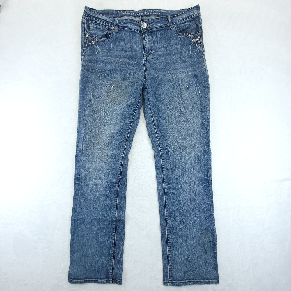 Grace In LA Jeans Women's Size 17 Mid Rise Bootcut Denim Rhinestones